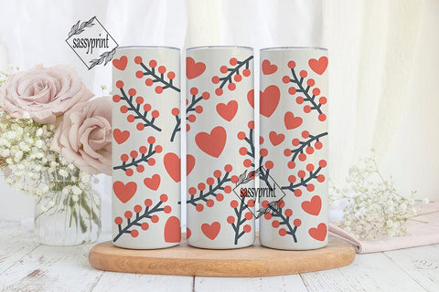 Valentine Hearts Tumbler Wrap PNG Sublimation sassyprint 