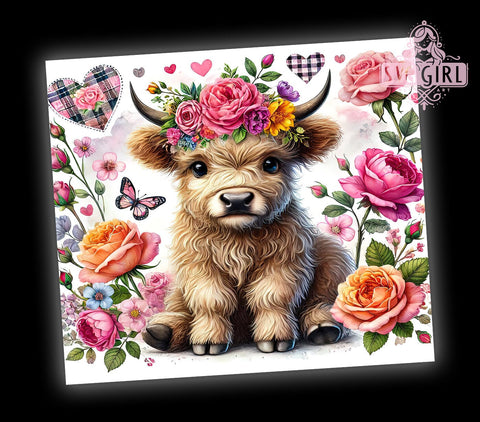 Valentine Highland Cow Love Tumbler, Valentine Cow Design, 20oz Tumbler Wrap, Cute Cow Gift, Personalized Valentine Mug, Farmhouse Valentine Decor, Love Cow Tumbler Sublimation SvggirlplusArt 