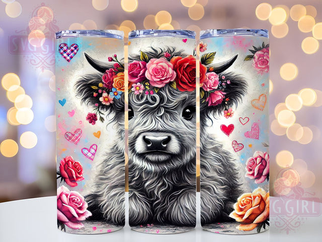 Valentine Highland Cow Love Tumbler, Valentine Cow Design, 20oz Tumbler Wrap, Cute Cow Gift, Personalized Valentine Mug, Farmhouse Valentine Decor, Love Cow Tumbler Sublimation SvggirlplusArt 
