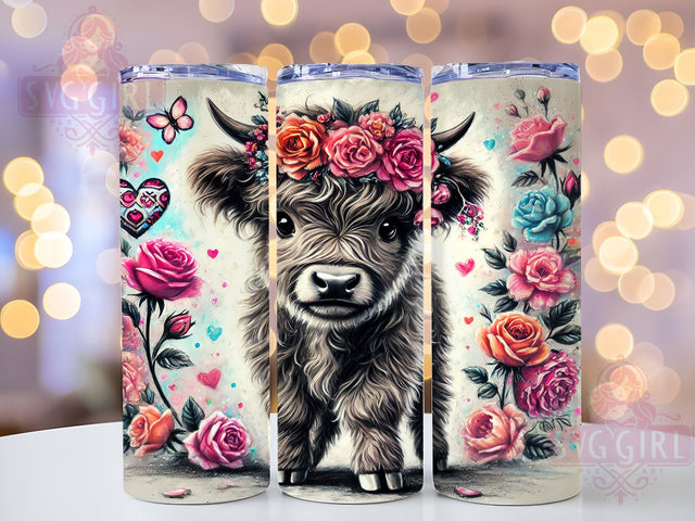 Valentine Highland Cow Love Tumbler, Valentine Cow Design, 20oz Tumbler Wrap, Cute Cow Gift, Personalized Valentine Mug, Farmhouse Valentine Decor, Love Cow Tumbler Sublimation SvggirlplusArt 