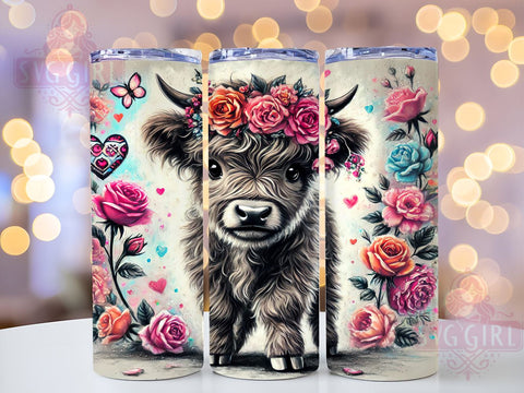 Valentine Highland Cow Love Tumbler, Valentine Cow Design, 20oz Tumbler Wrap, Cute Cow Gift, Personalized Valentine Mug, Farmhouse Valentine Decor, Love Cow Tumbler Sublimation SvggirlplusArt 