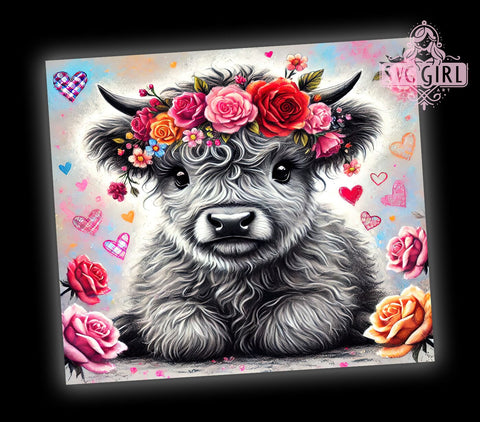 Valentine Highland Cow Love Tumbler, Valentine Cow Design, 20oz Tumbler Wrap, Cute Cow Gift, Personalized Valentine Mug, Farmhouse Valentine Decor, Love Cow Tumbler Sublimation SvggirlplusArt 
