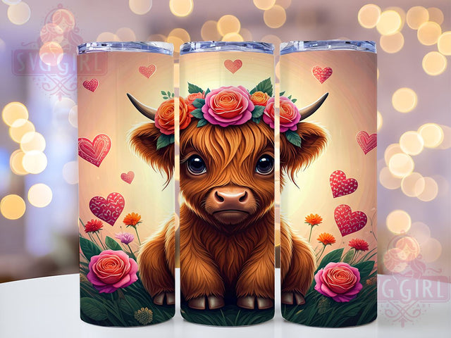 Valentine Highland Cow Love Tumbler, Valentine Cow Design, 20oz Tumbler Wrap, Cute Cow Gift, Personalized Valentine Mug, Farmhouse Valentine Decor, Love Cow Tumbler Sublimation SvggirlplusArt 