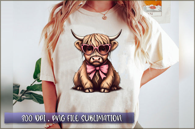 Valentine Highland Cow Sublimation Clipart Sublimation Shetara Begum 