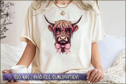 Valentine Highland Cow Sublimation Clipart Sublimation Shetara Begum 