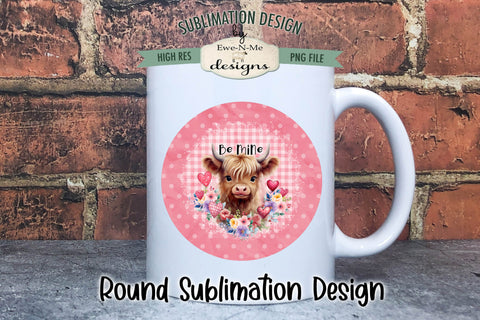 Valentine Highland Cow Wind Spinner Sublimation Design | Round Design Sublimation Ewe-N-Me Designs 