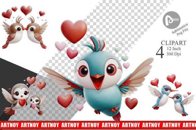 Valentine Hummingbird Clipart Sublimation artnoy 