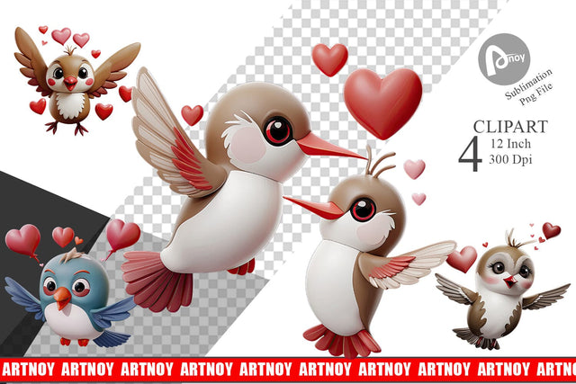 Valentine Hummingbird Clipart Sublimation artnoy 