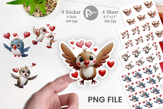 Valentine Hummingbird Sticker Sublimation artnoy 