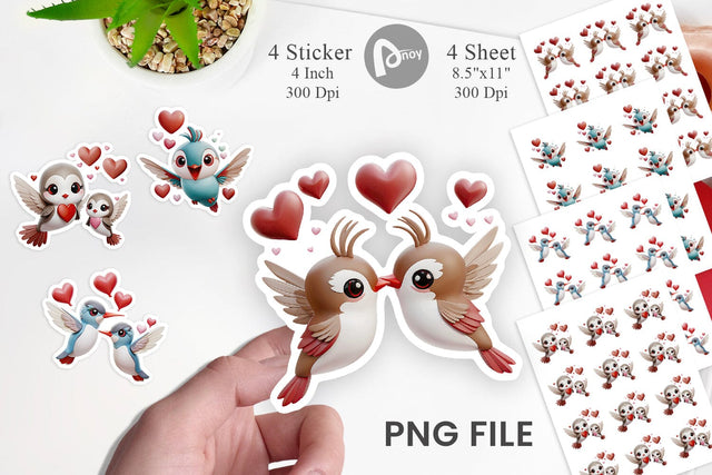 Valentine Hummingbird Sticker Sublimation artnoy 