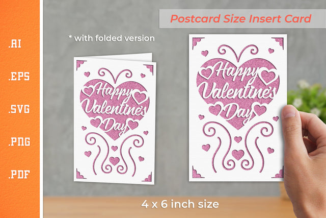 Valentine Insert Card Paper Cut SVG 1 - Postcard Size SVG Slim Studio 