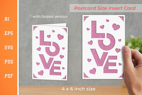 Valentine Insert Card Paper Cut SVG 2 - Postcard Size SVG Slim Studio 