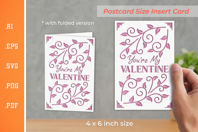 Valentine Insert Card Paper Cut SVG 3 - Postcard Size SVG Slim Studio 