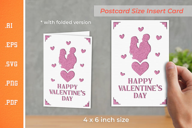 Valentine Insert Card Paper Cut SVG 4 - Postcard Size SVG Slim Studio 