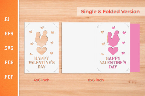 Valentine Insert Card Paper Cut SVG 4 - Postcard Size SVG Slim Studio 
