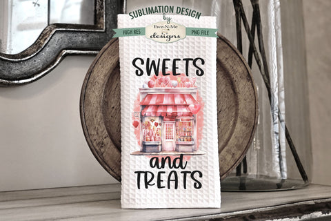 Valentine Kitchen Towel Designs | Cupids Sweet Shoppe | Sweets and Treats Sublimation Ewe-N-Me Designs 
