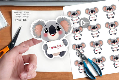 Valentine Koala Cartoon Sticker Sublimation artnoy 