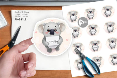 Valentine Koala Cartoon Sticker Sublimation artnoy 