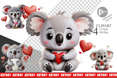 Valentine Koala Clipart Sublimation artnoy 