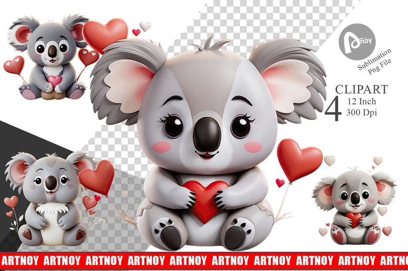 Valentine Koala Clipart Sublimation artnoy 