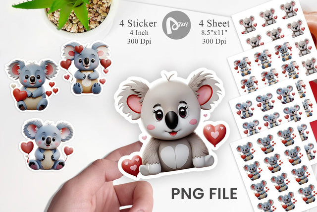 Valentine Koala Sticker Sublimation artnoy 