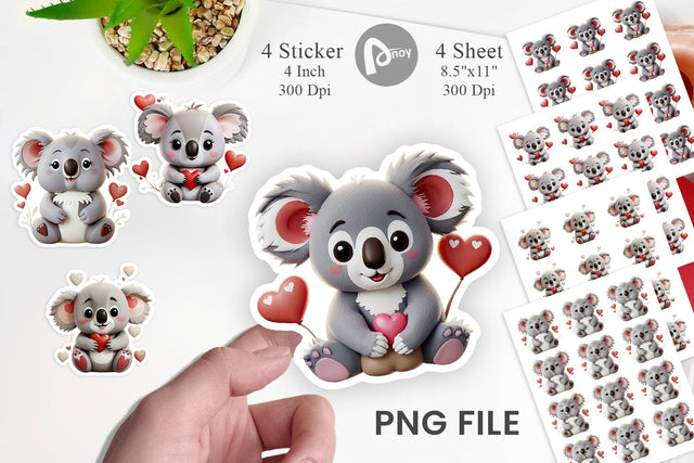 Valentine Koala Sticker Sublimation artnoy 