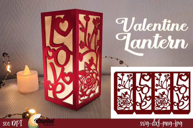 Valentine Lantern Paper Cut. 3D Lantern SVG SVG Evgenyia Guschina 