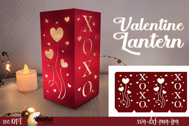 Valentine Lantern Paper Cut. 3D Lantern SVG SVG Evgenyia Guschina 