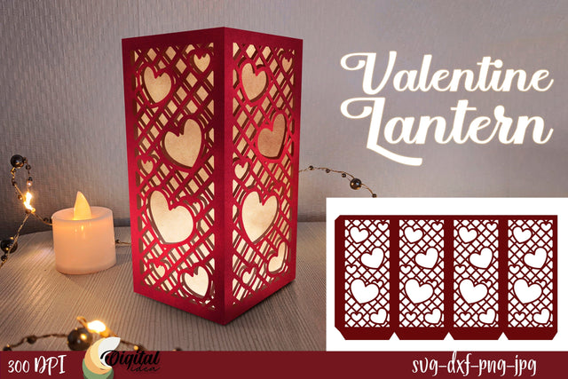 Valentine Lantern Paper Cut. 3D Lantern SVG SVG Evgenyia Guschina 