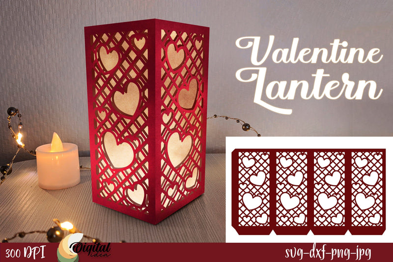 Valentine Lantern Paper Cut. 3D Lantern SVG SVG Evgenyia Guschina 