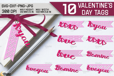 Valentine Layered Tags Bundle. Gift Labels Paper Cut. Love Quotes SVG 3D Paper Evgenyia Guschina 