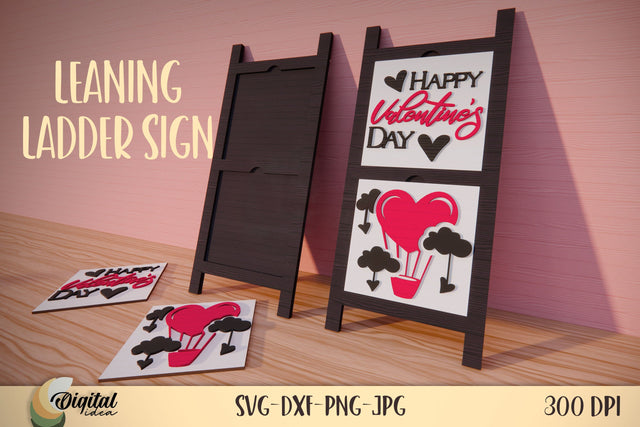 Valentine Leaning Ladder Sign. Vertical Sign Laser Cut SVG Evgenyia Guschina 