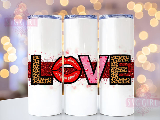 Valentine Leopard Glitter Tumbler, Leopard Tumbler, Valentine Gift, Red Lips Design, Glitter Tumbler, Sublimation Wrap, Love Tumbler, Animal Print Cup Sublimation SvggirlplusArt 