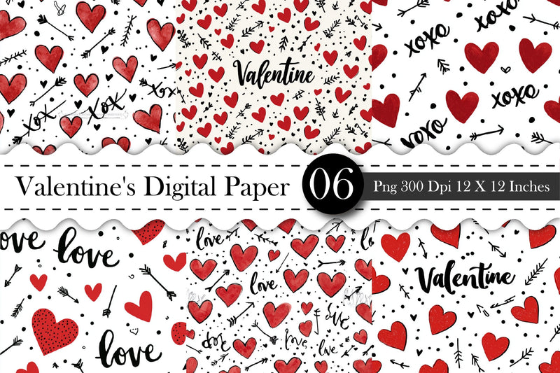 Valentine Letters Digital Paper , Valentine's Day PNG Digital Pattern designmaster24 