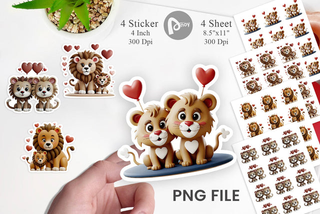 Valentine Lion Sticker Sublimation artnoy 