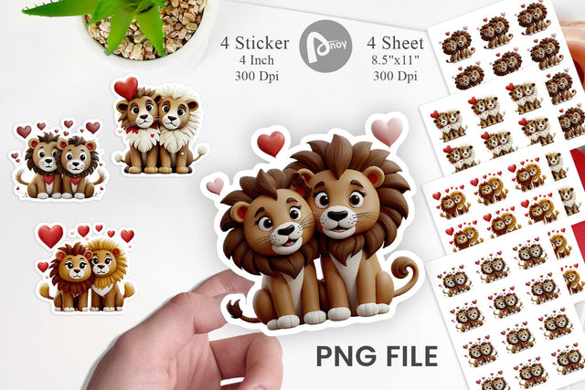 Valentine Lion Sticker Sublimation artnoy 