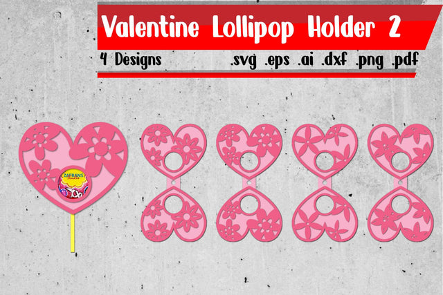 Valentine Lollipop Holders | Heart Lollipop Holders Bundle 3D Paper zafrans studio 
