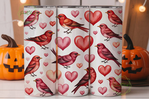 Valentine Love Birds Tumbler Wrap Sublimation PixelChick 