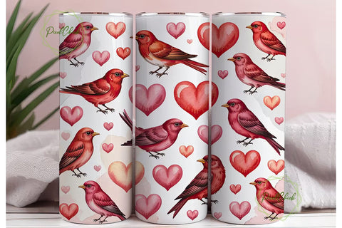 Valentine Love Birds Tumbler Wrap Sublimation PixelChick 