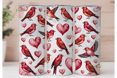 Valentine Love Birds Tumbler Wrap Sublimation PixelChick 
