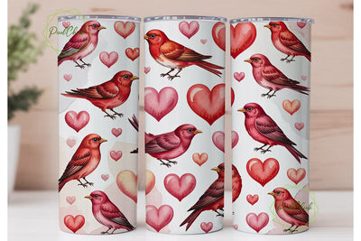 Valentine Love Birds Tumbler Wrap Sublimation PixelChick 