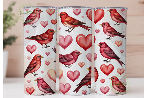 Valentine Love Birds Tumbler Wrap Sublimation PixelChick 