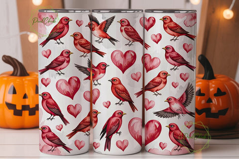 Valentine Love Birds Tumbler Wrap Sublimation PixelChick 