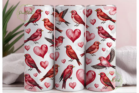 Valentine Love Birds Tumbler Wrap Sublimation PixelChick 