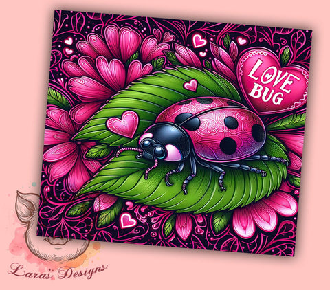 Valentine Love Bug 20 oz Skinny Tumbler Sublimation Design, Straight & Tapered Tumbler Png, Love Bug Heart Tumbler Png, Digital Download PNG Sublimation Lara' s Designs 
