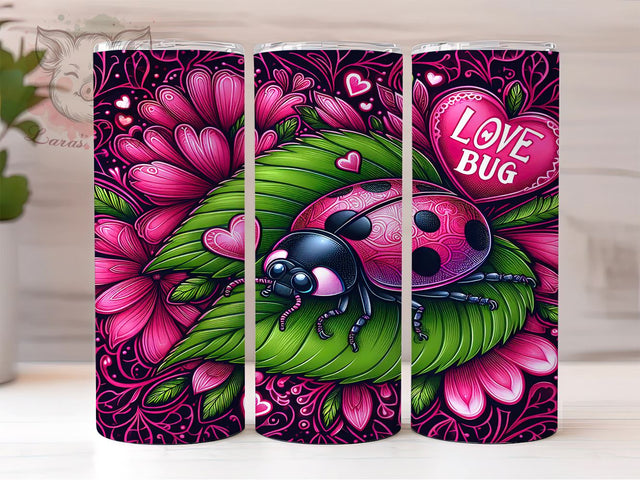 Valentine Love Bug 20 oz Skinny Tumbler Sublimation Design, Straight & Tapered Tumbler Png, Love Bug Heart Tumbler Png, Digital Download PNG Sublimation Lara' s Designs 