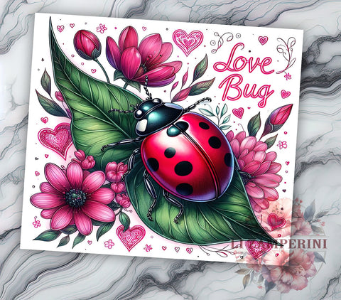 Valentine Love Bug 20oz Tumbler Wrap PNG, Love Bug Tumbler PNG Sublimation Design, Straight & Tapered Tumbler Wrap, Instant Digital Download Sublimation Li Zamperini 