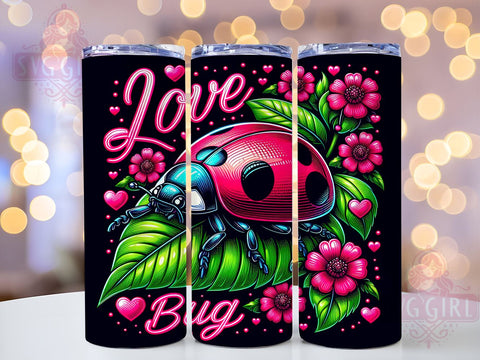 Valentine Love Bug 20oz Tumbler Wrap Sublimation Design, Straight Tapered Tumbler Wrap, Valentine Tumbler Png, Instant Digital Download Sublimation SvggirlplusArt 