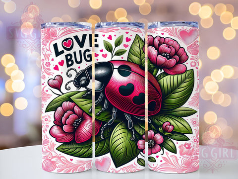 Valentine Love Bug 20oz Tumbler Wrap Sublimation Design, Straight Tapered Tumbler Wrap, Valentine Tumbler Png, Instant Digital Download Sublimation SvggirlplusArt 
