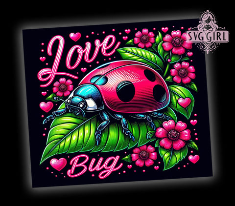Valentine Love Bug 20oz Tumbler Wrap Sublimation Design, Straight Tapered Tumbler Wrap, Valentine Tumbler Png, Instant Digital Download Sublimation SvggirlplusArt 